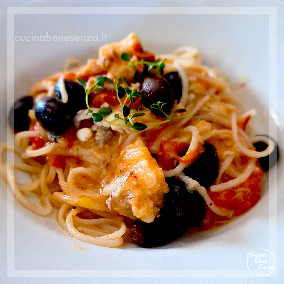 spaghetti di riso e quinoa alla rana pescatrice